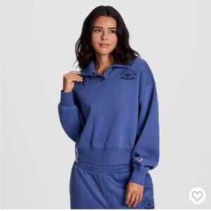 NWT! Champion 1/4 Button Up Sweatshirt - Blue - Small